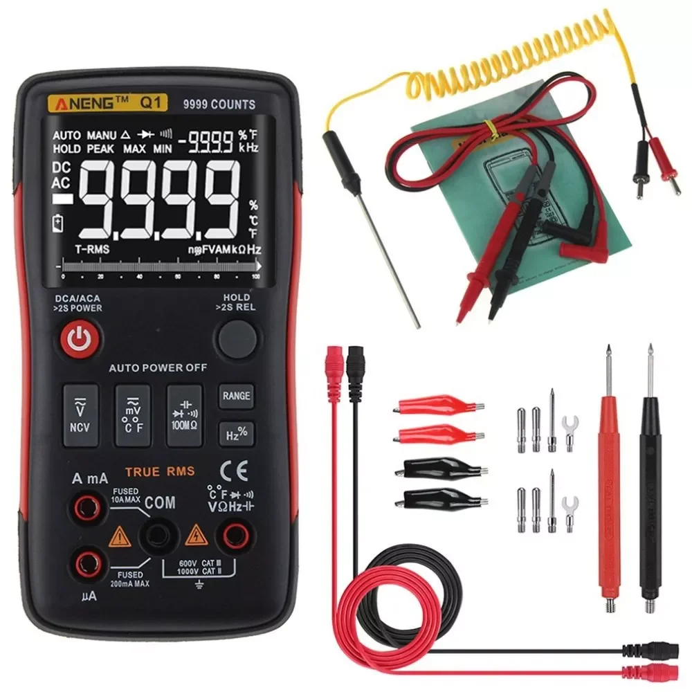 Digital Multimeter AC/DC Ammeter Voltmeter Manual Range Transistor Tester Ohm Capacitance Diode DT9205A