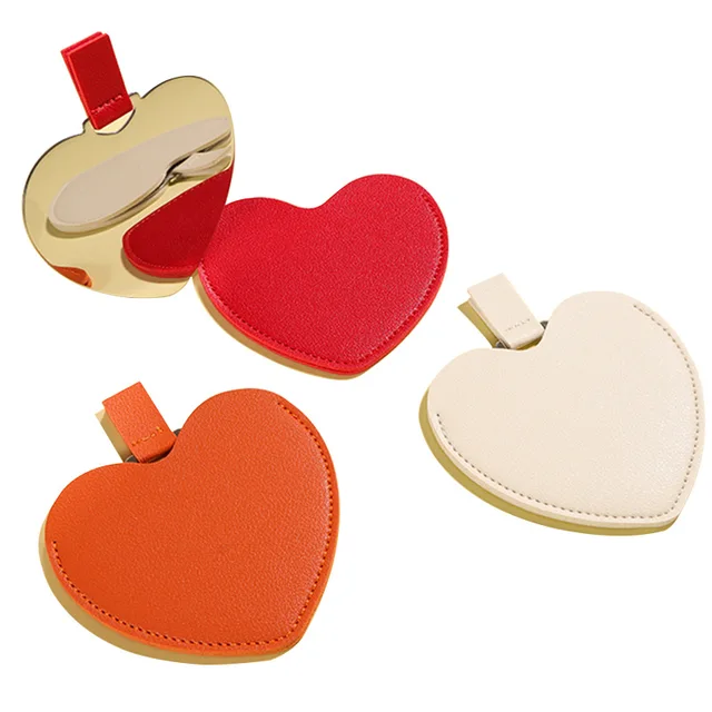 Mini Unbreakable Purse Mirror Small Heart Shaped Mirror Compact Stainless Steel Mirror