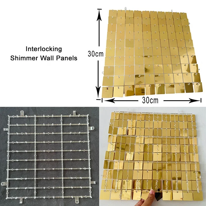 New Type Interlock Clip System Interlocking Glitter Panel Wedding Party Events Use Sequin Panels Shimmer Wall Backdrop