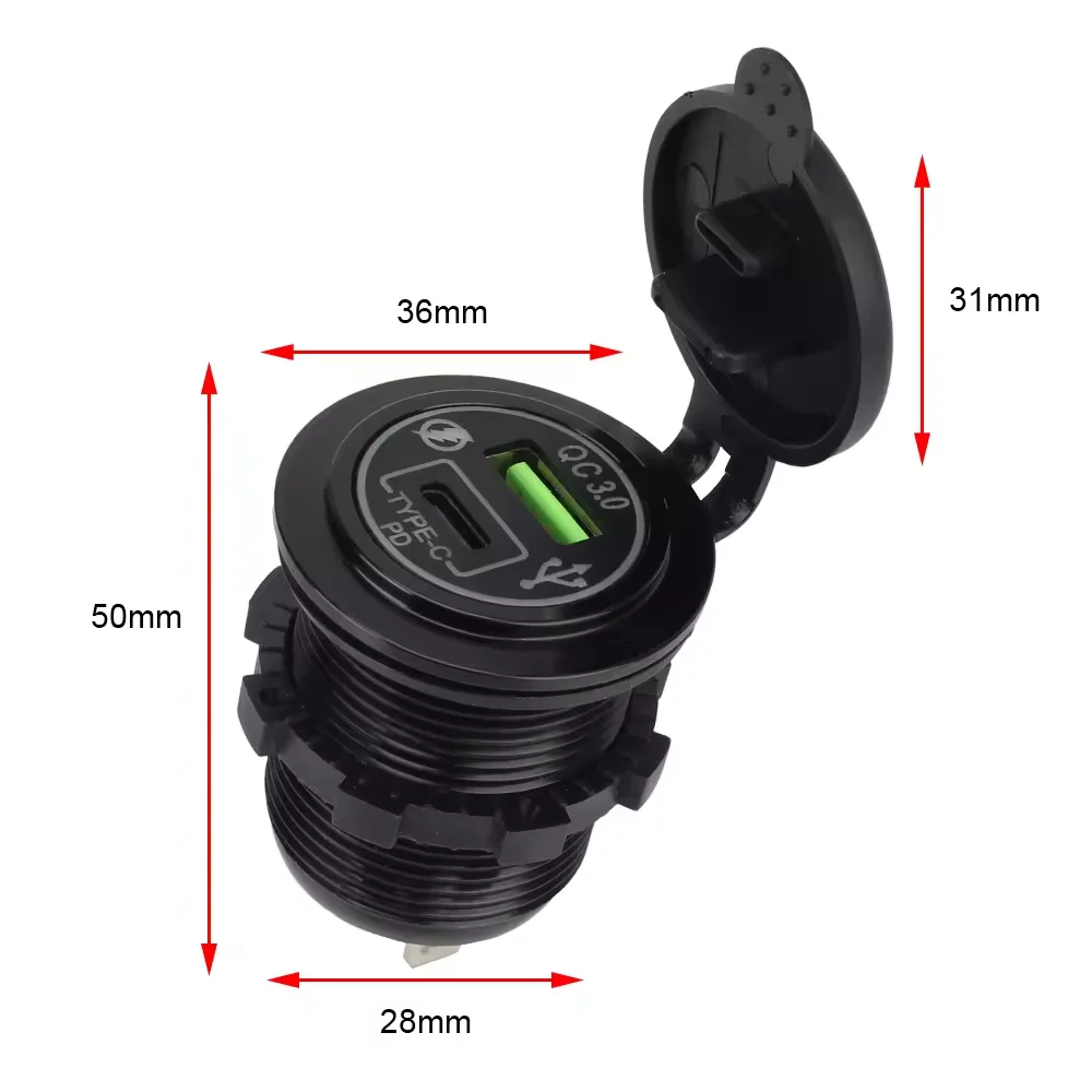 product new 12 24v usb chargers 30 type c car power adapter charging socket truck caravan automobile accessories for boat marine-3