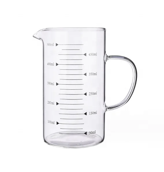 Large capacity 500ml multifunctional eco-friendly high borosilicate glass measuring cup graduated cup