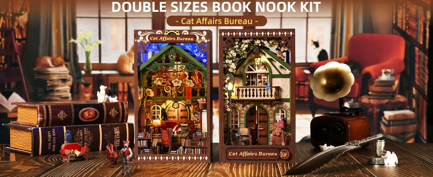 product custom diy book nook kit   affordable mini bookshelf insert 3d wooden puzzle for home decor  gifts685-3