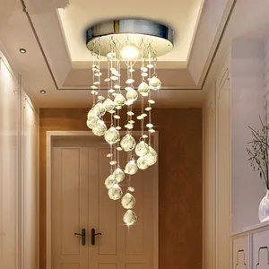 JACKSUN Revolving Staircase Crystal Chandelier Doorway Door Hall Aisle Lamp Ceiling Lamp Corridor Balcony Pendant Light