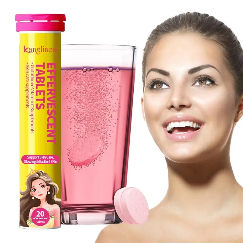 Private Label  Fruit Flavored  Effervescent Tablets for Adults Glutathione 500 mg and Vitamin C Skin Care Supplements