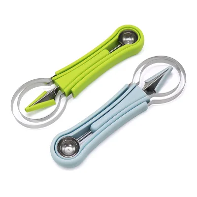 3-in-1 Stainless Steel Multi-Function Kitchen Tool Fruit Carving and Watermelon Baller Durable Metal for Fruit Carving