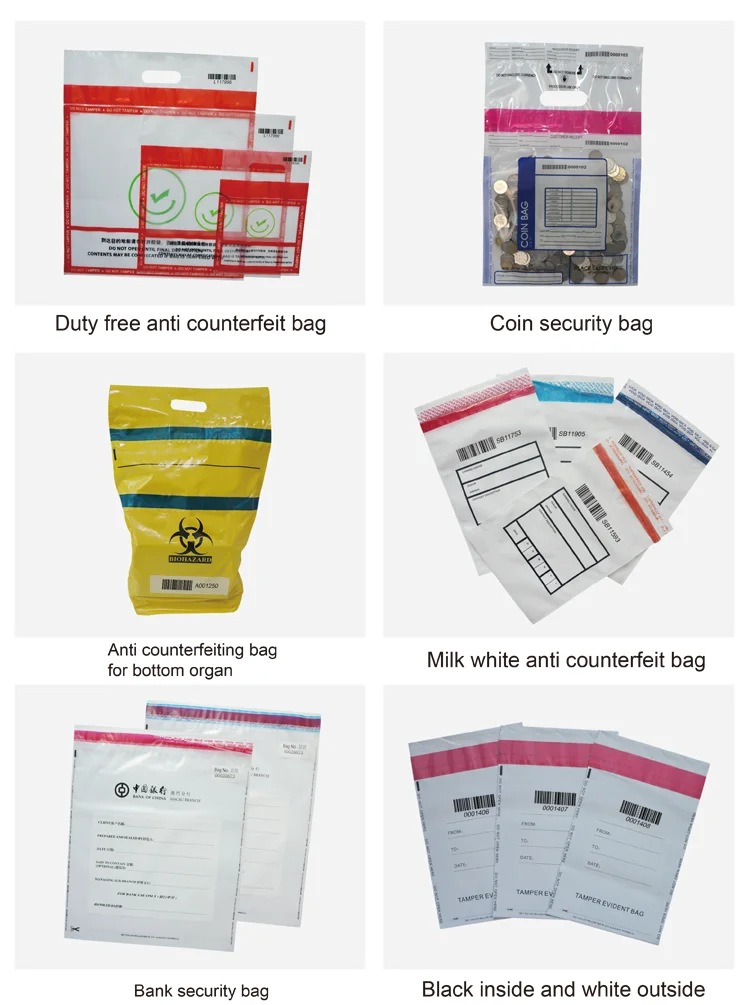 Free Sample Tamper Evident Money Bag Custom Plastic Bank Security