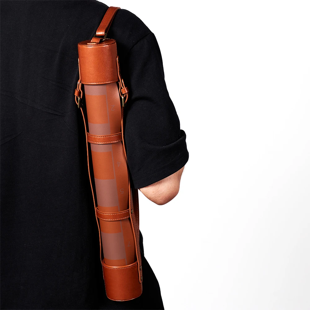 Custom Leather Tournament Chess Board Game Bag Professional Portable Luxury Travel Roll up Chess Set with Shoulder Strap