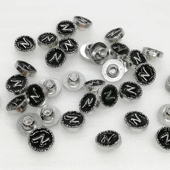 Custom Designer Metal Round 3D effect Engrave Letter Button Rivet for Clothes Jeans Accessories