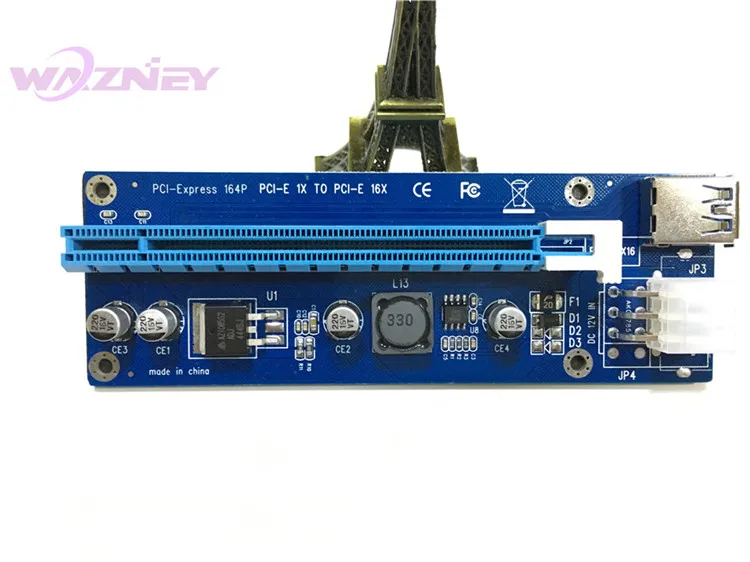 006c PCI-E 1X to 16X LEDライザーカード、PCI Express PCIeライザー