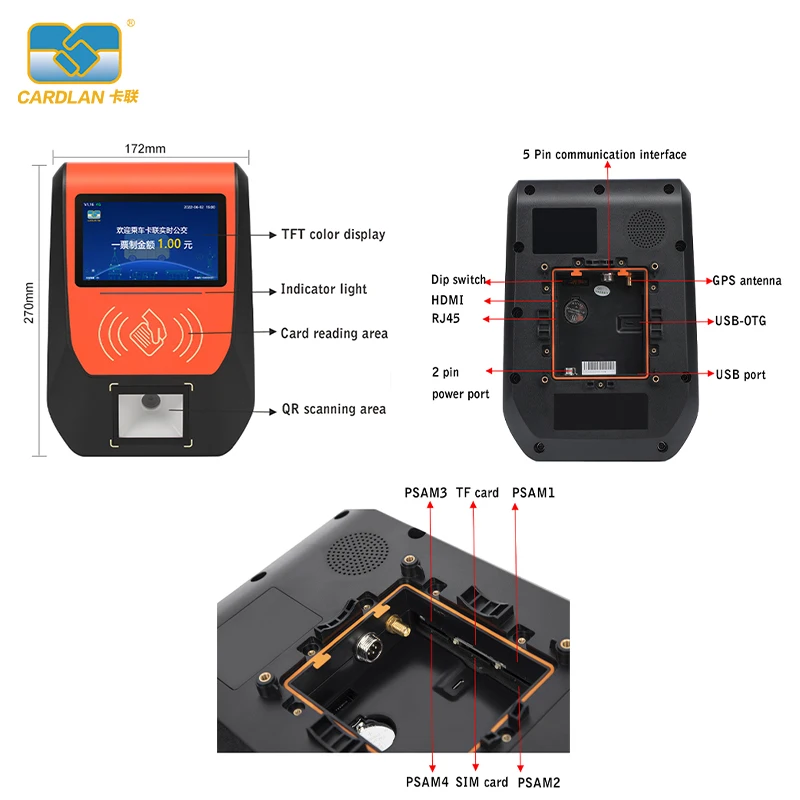 Transportation Public Bus Ticket System QR Code Smart Mobile Card Ticketing Machine Android Bus Card Payment Validator NFC