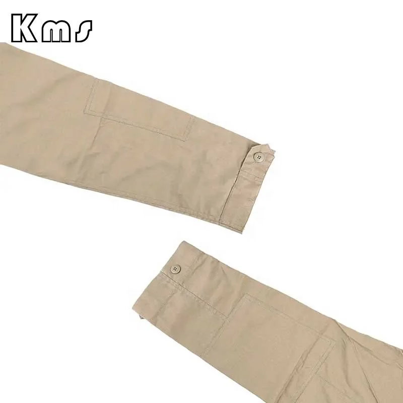 KMS Custom Logo Security Guard Work Uniform Khaki BDU Suit Combat Tactical Clothing Tactical Uniforms for Security Guards
