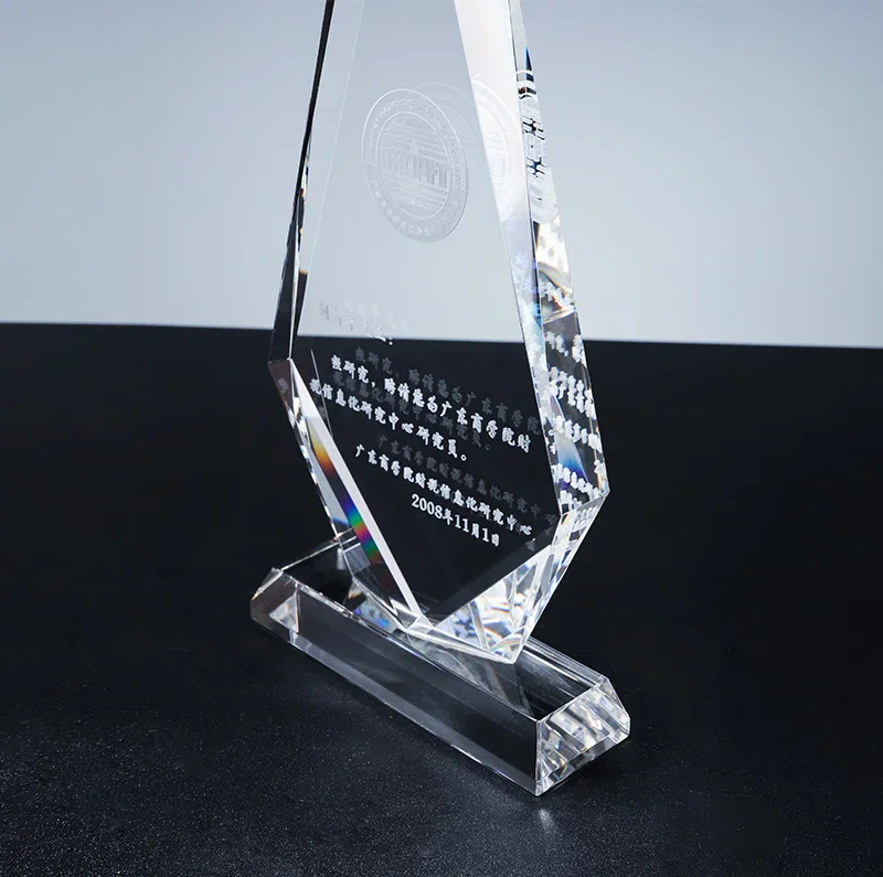 Factory custom direct k9 crystal glass transparent symmetrical trophy supplier