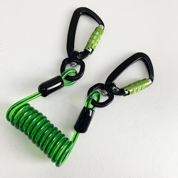 X-C-PIN customized safety 1KG 2KG 3KG Green mini coil tool tether tool lanyard with dual locking carabiners