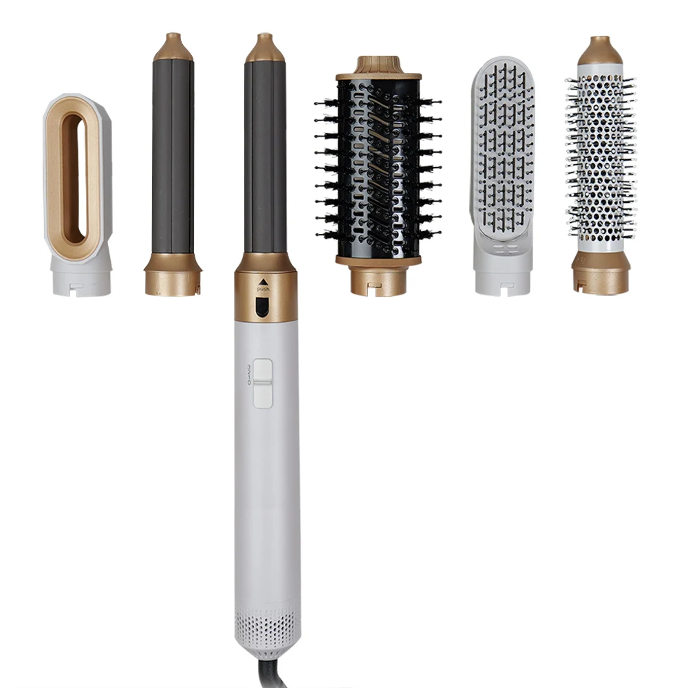 Professional Hair Dryer 6 in 1 Multi Styler Hot Air Brush Hair Dryer Curler Straightener 1000W Brushed Motor Portable  Hair Tool