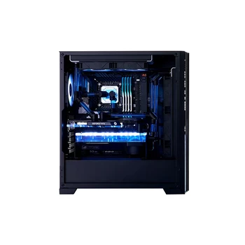 Black Computer  ITX ATX Case RGB Video Card Support Tempered glass side panels SPCC