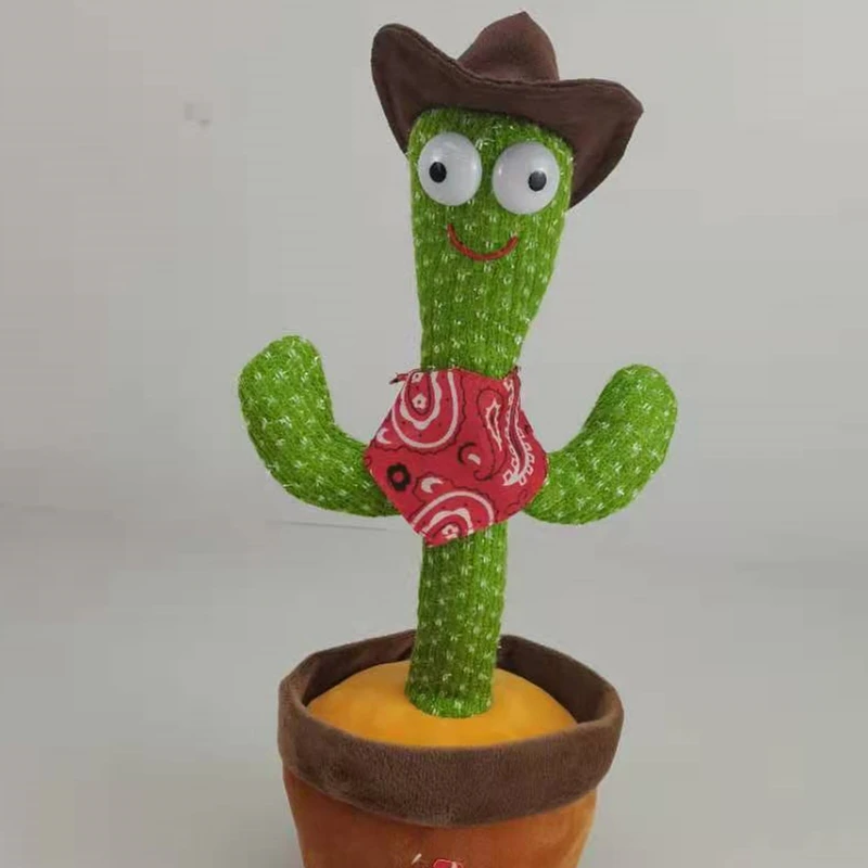 New Arrival Custom Hot Sale Luminous Cute Stuffed Flowerpot Dancing Talking Electric Cactus Plush Toy