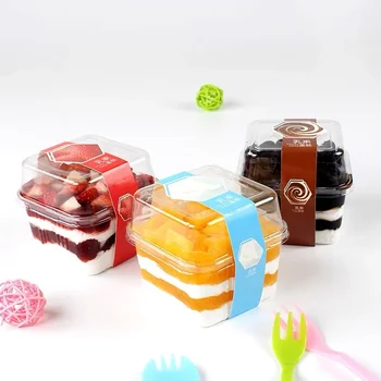 Clear Mini Cake Packaging Box Transparent Small Pastry Single Dessert Clear PET Cupcake Cake Boxes Dessert Use