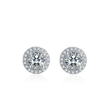 S16A 925 Sterling Silver Earrings 0.5ct 5.0mm Moissanite Main Stone Jewelry