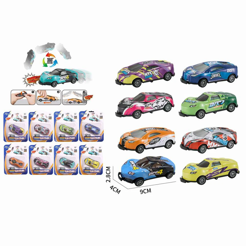 New Arrivals Pull Back Promotion Diecast Jumping Bouncing Vehicle Model Children's Stunt Alloy 360 Flip Toy Car