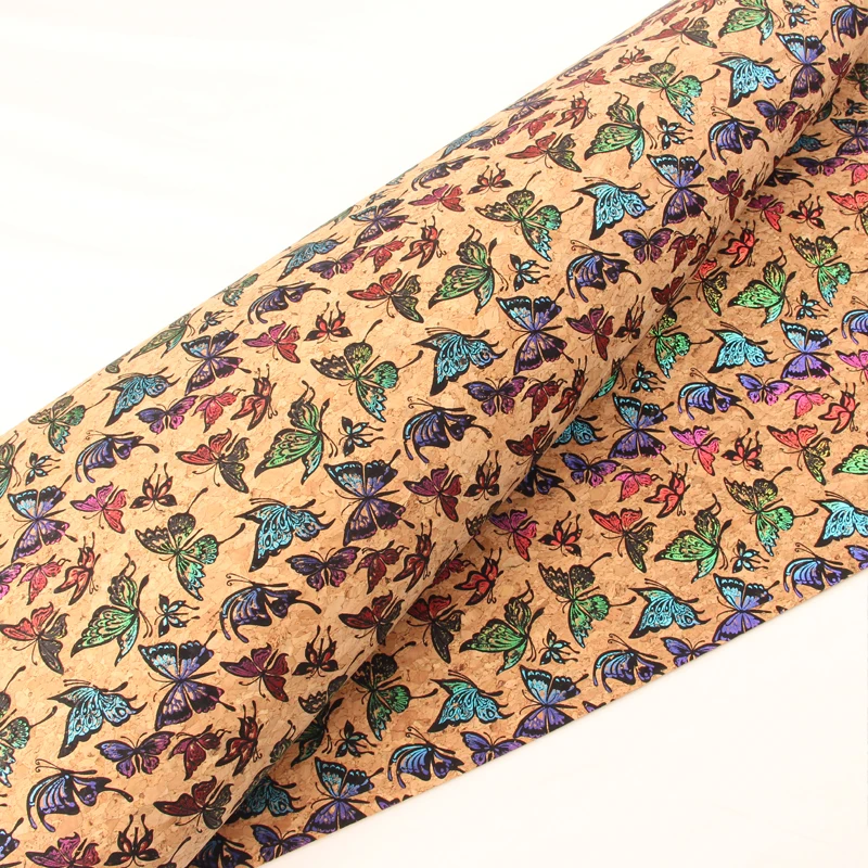 Веганская Экологически чистая 0 4 мм Натуральная португальская Радужная пробковая ткань с бабочкой для пробковой обуви сумки на