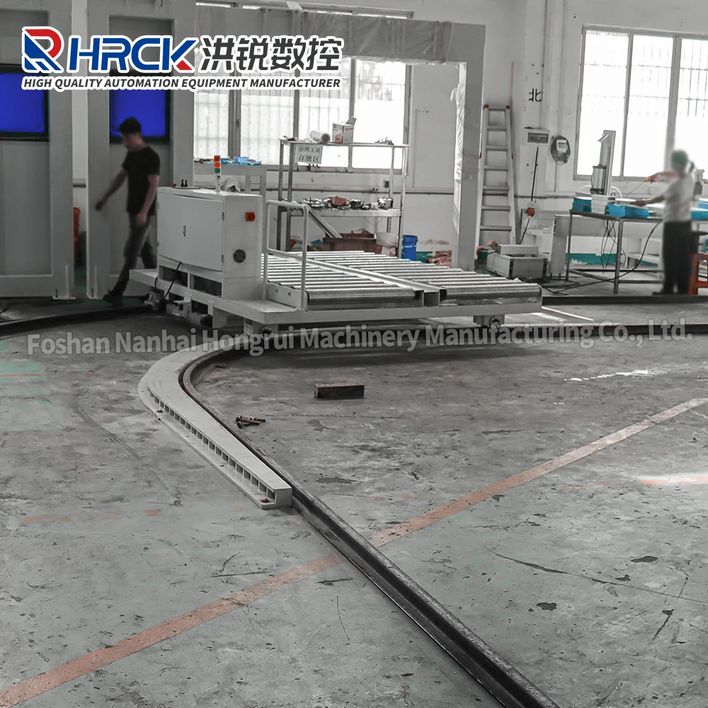 Unmanned conveyor bend RGV for panel furniture packaging production line