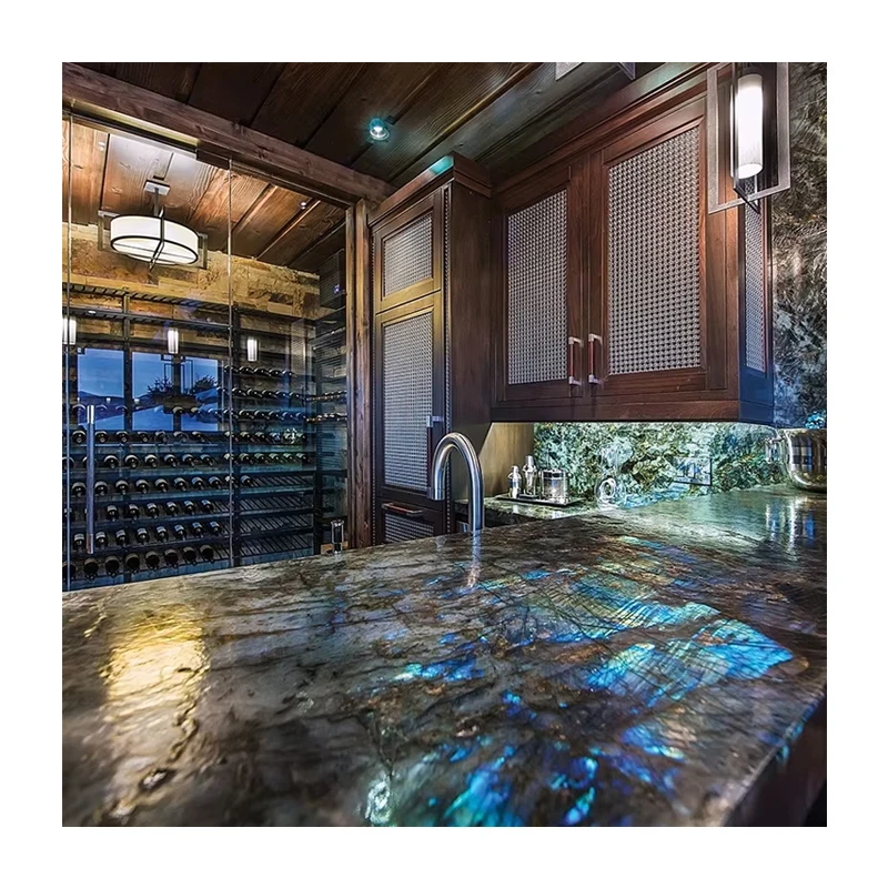 Exotische gepolijste Lemurian-blauwe granietplaat voor aanrechtbladen