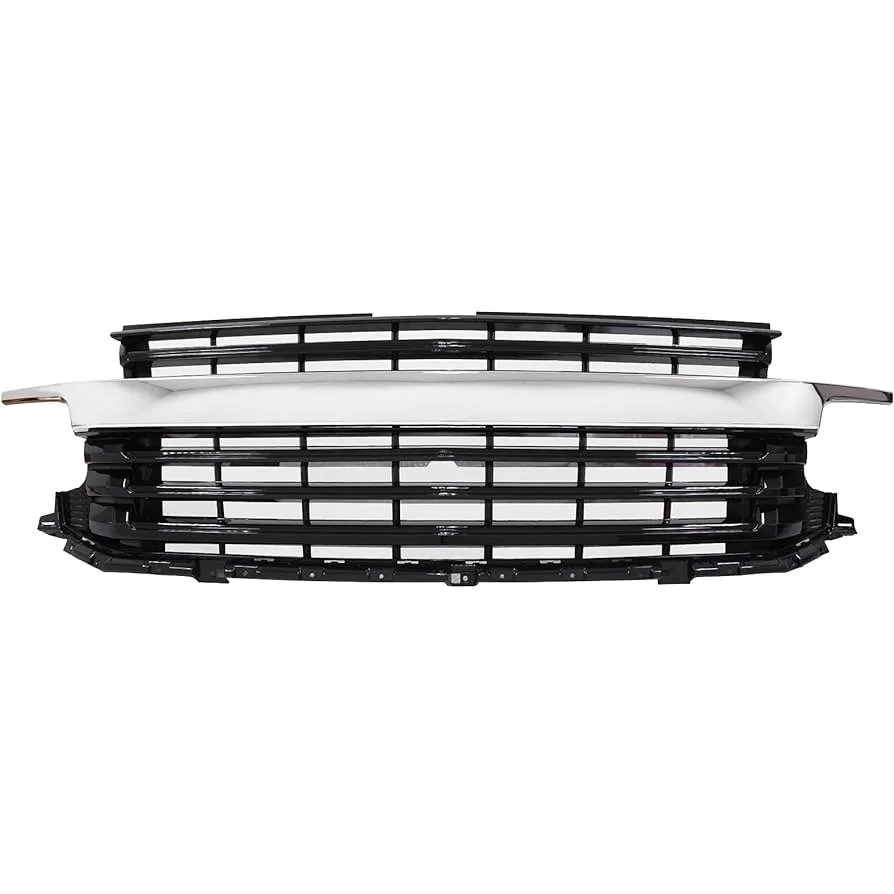 Front Upper Grille For 2021 2022 2023 Chevrolet Tahoe Suburban RST Black Ice Chrome auto grill