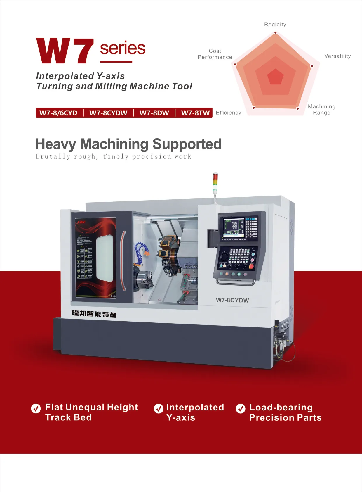 W7-8/6CYD LBIE Double Spindle Interpolated Y-axis Turning And Milling Machine Tool Lathe Machine For Metal