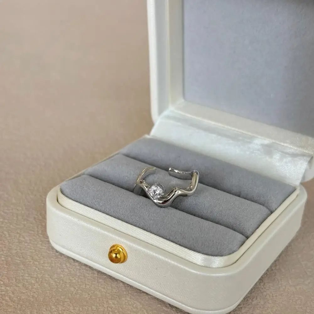 KAKODIY peculiar wave type 925 sterling silver engagement Cubic Zirconia wedding 8A zircon open ring for women detail 7