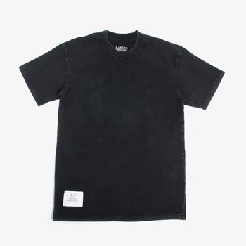 2021 High street black hip hop custom logo oversized acid wash tshirt men vintage washed t shirt
