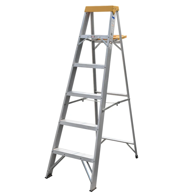 Aluminum Stairs Folding Steps Stepladder Ladder Aluminum Telescopic With Tool Tray Single Side