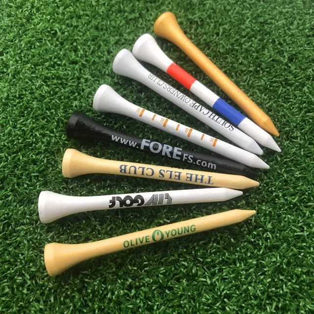 Printed Golf Accessories Bulk Cheap Black Short Wood Custom Logo Wooden Bamboo Colors Golf Pegs