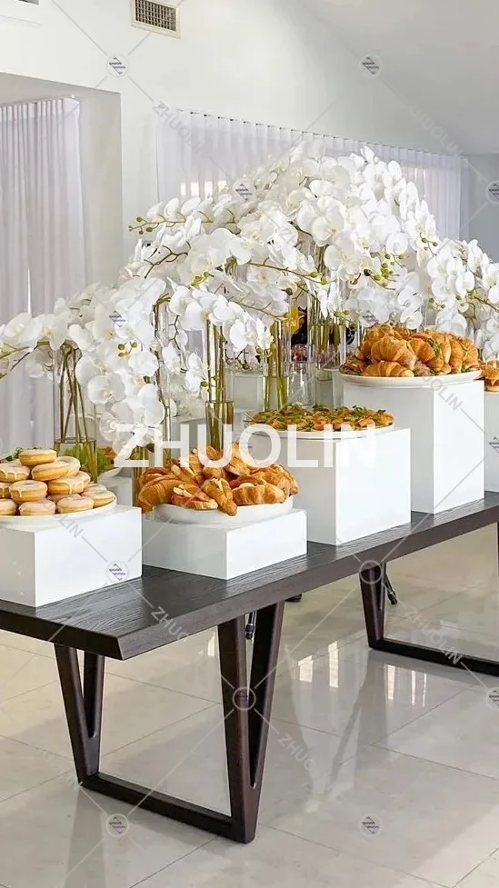 10pcs Set White Table Buffet Cube Nesting Risers Stands Shelf With