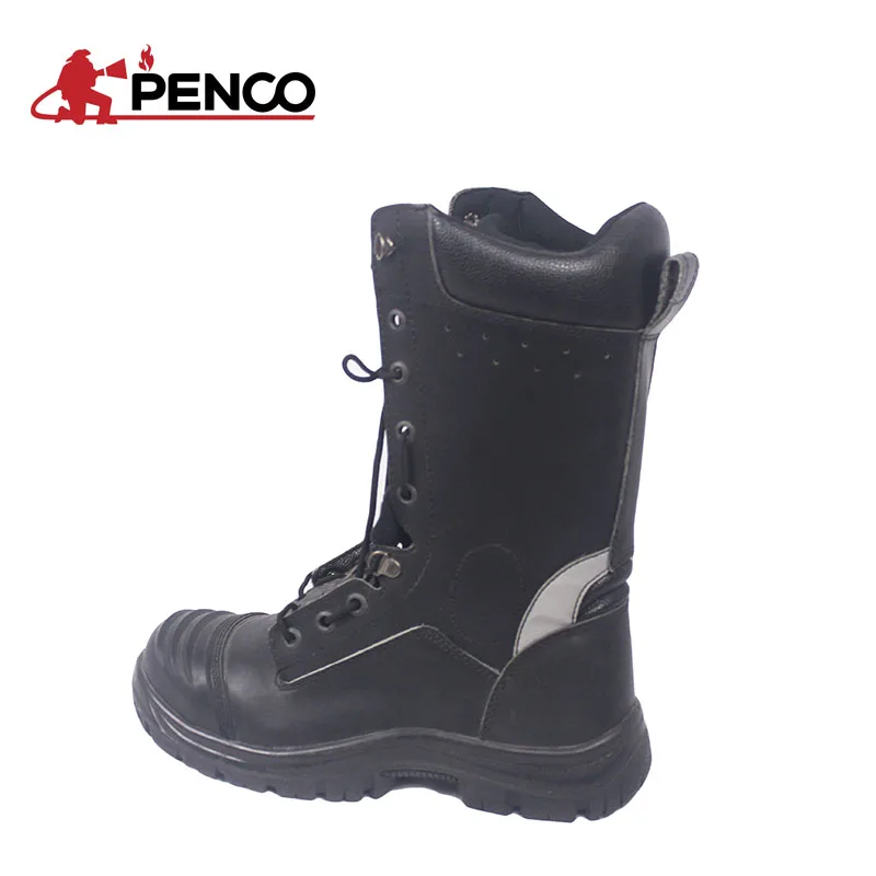 EN 20345 Certified Leather Firefighter Turnout Boots for Structural  Firefighting