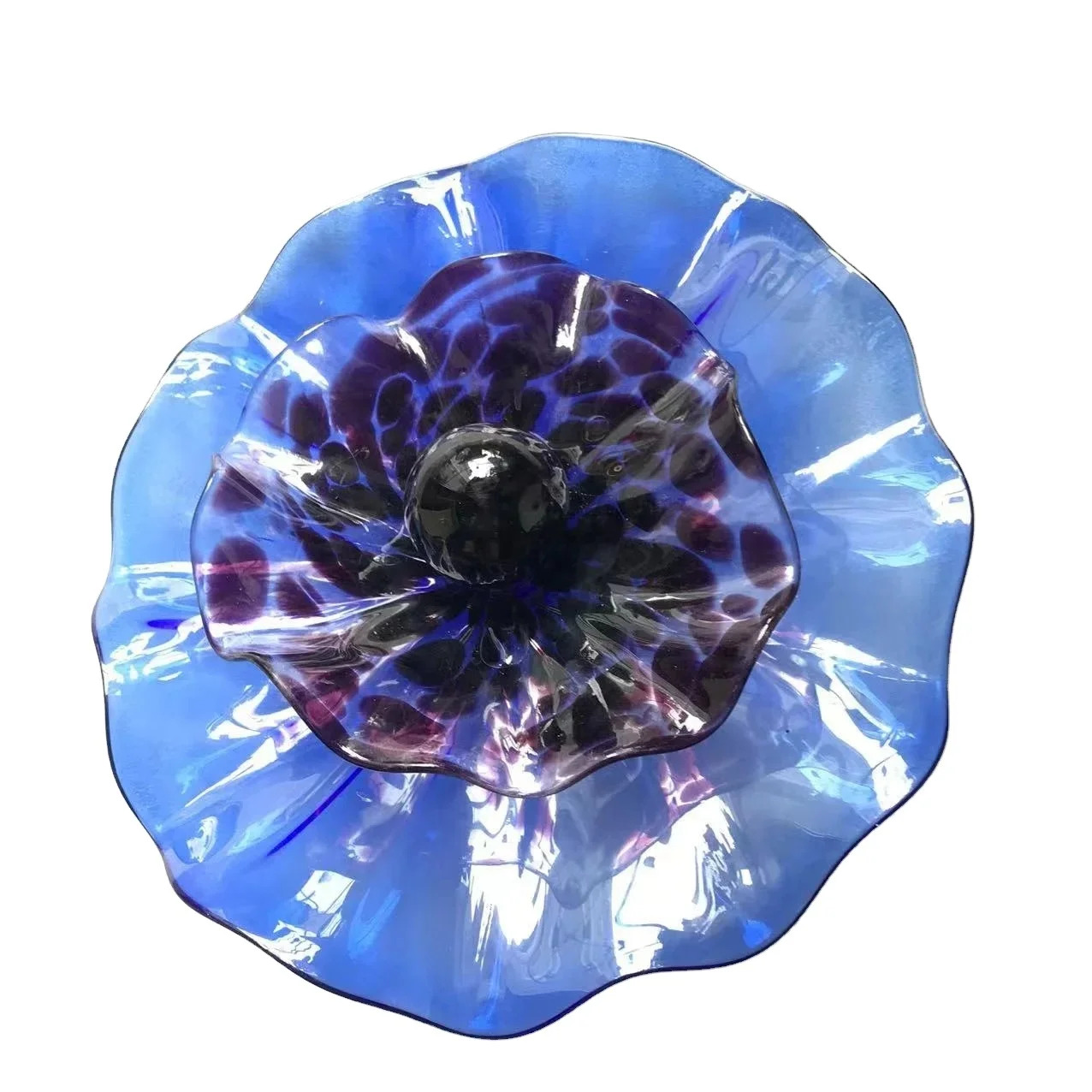 Large Handmade Multi-Color Glass Wall Decorative Plate Modern Folk Art Sculpture European Style Flowers Wall Hanging Art