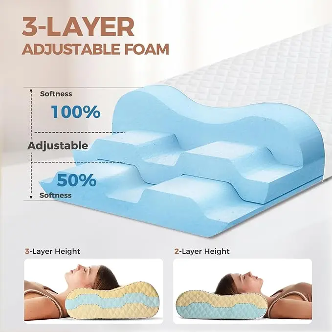 Wholesale Customized OEM Adjustable High Quality Soft Comfortable Wave Shape Sleeping Bed Memory Foam Pillow