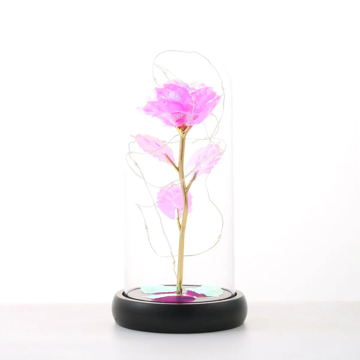 Merry Christmas decorations luxury clear display artificial flower glass dome with led lights for bedroom decor