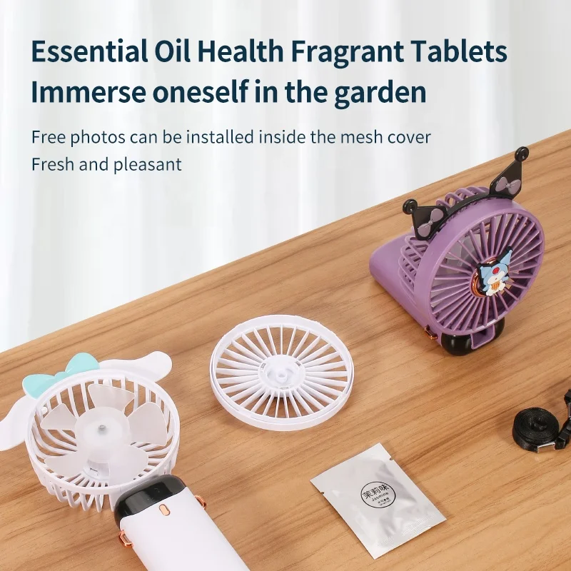 New Usb Handheld Fan Mini Portable Desktop Charging Small Fan Folding Digital Display Aromatherapy Small Fan