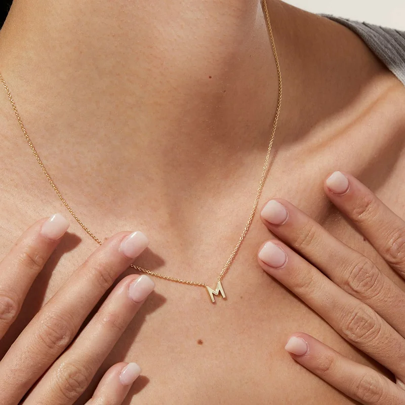 Milskye Wholesale Minimalist 14K Gold Plated 925 Sterling Silver Initial  Letter a Pendant Necklace