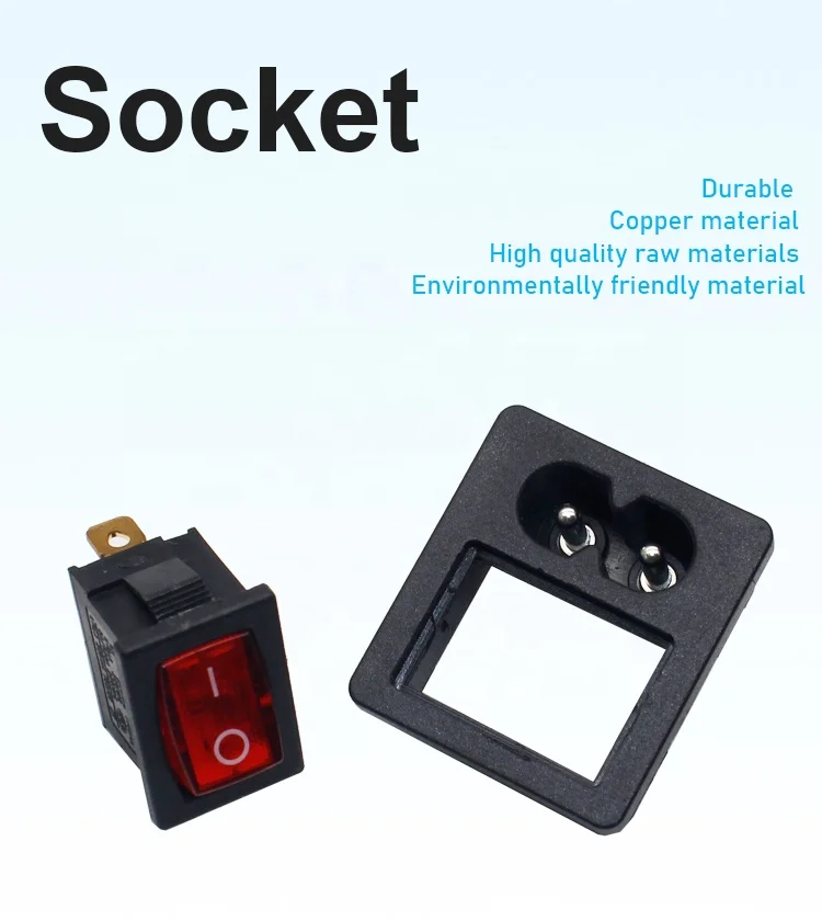 Iec320 C8 Power Inlet Socket With Rocker Switch - Extension Socket