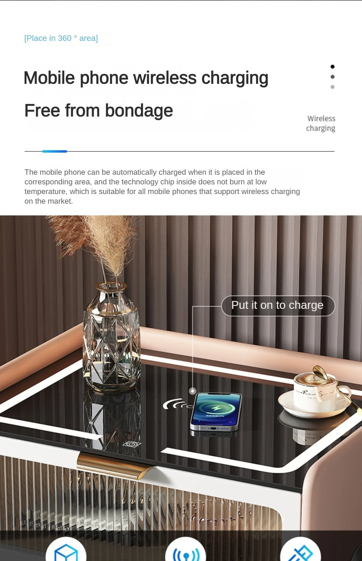 High Quality Smart Bedside Table With Wireless Usb Charging And Speaker