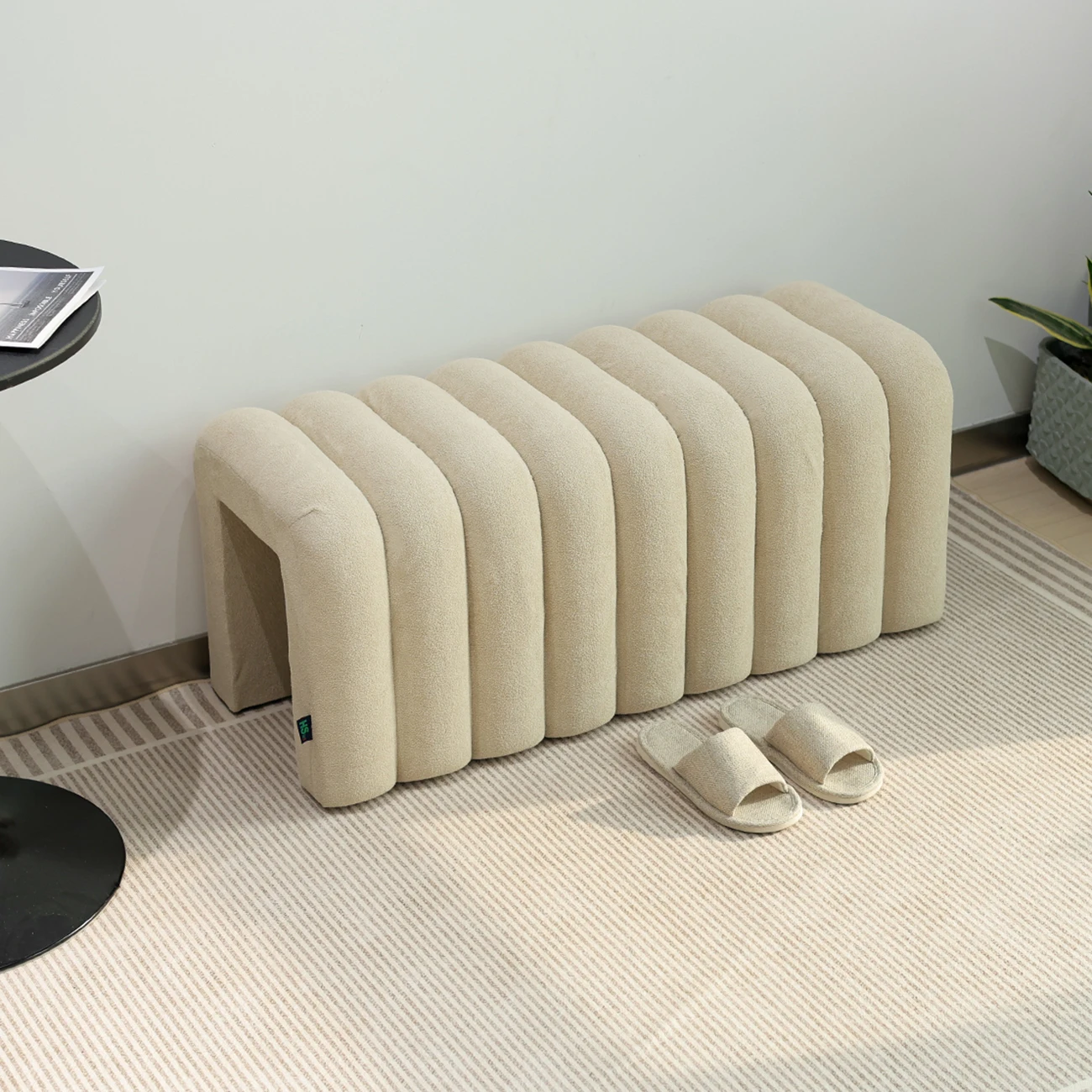 Big Ottoman Bench Velvet Stool Seat Indoor Furniture Fabric End of Bed Bench
