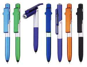 Stationery 4 in 1 Mini Stylus Pen LED Light Pen for Smartphone Keychain Pen with Phone Cleaner Boligrafo OEM