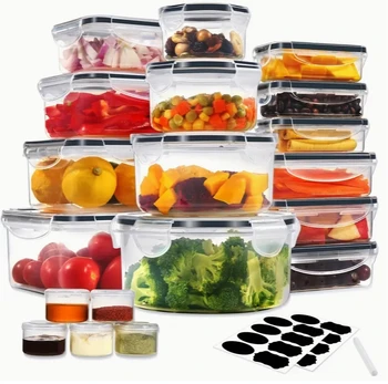 38set Kitchen Airtight Clear Food Storage Bins Plastic Storage Box with lids Transparent Fridge Organizer Food Container set