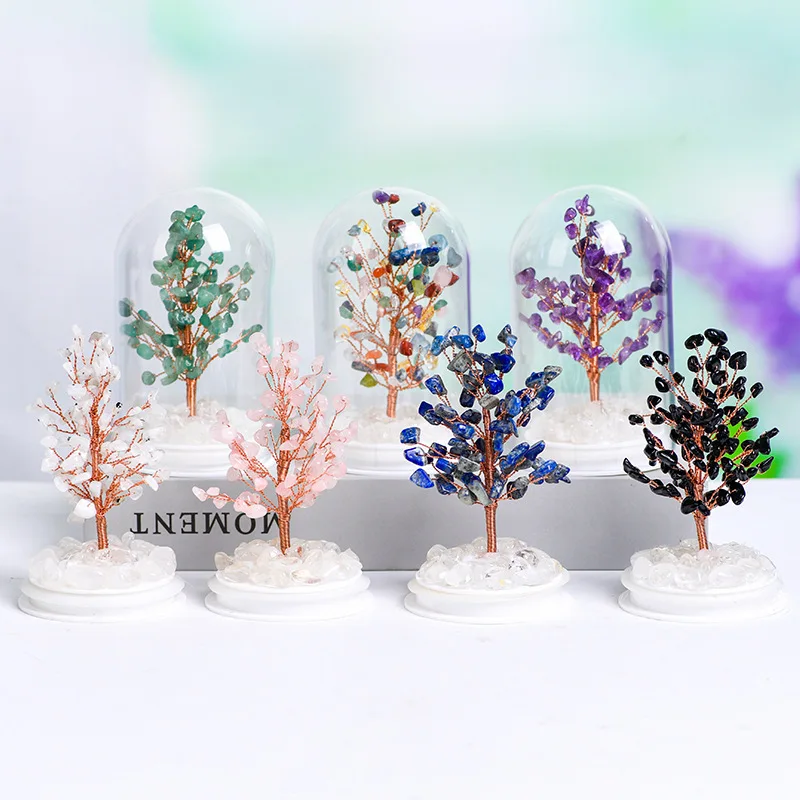 Multi Colored Crystal Money Tree Wedding Decoration Carving Glass Cover  Lighting Decoration Craftsmanship Gemstone Products