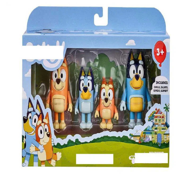 4 In 1 Set Cartoon Blueys Toys Mini Blueys And Bingo Anime Action