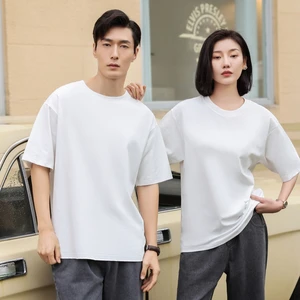 2026 Oversized 100% Cotton T-Shirts Plain Streetwear Heavyweight Blank Formal Knitted Style