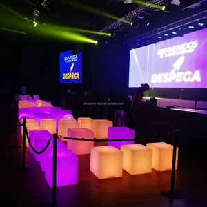 Wireless Modern Luminous Waterproof  Party Event Chair Set Multicolored Led Square Stool for Wedding Outdoor Furniture
