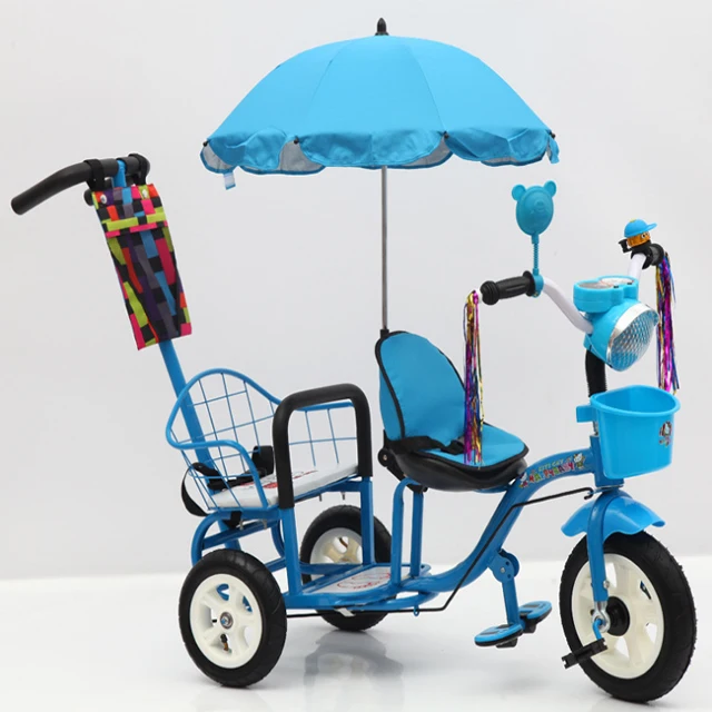 2024 NEW Factory WholesaleThree Wheels Trailer Kids Double Seat Baby Twins Tricycle for Children Ride Toys with Pedal