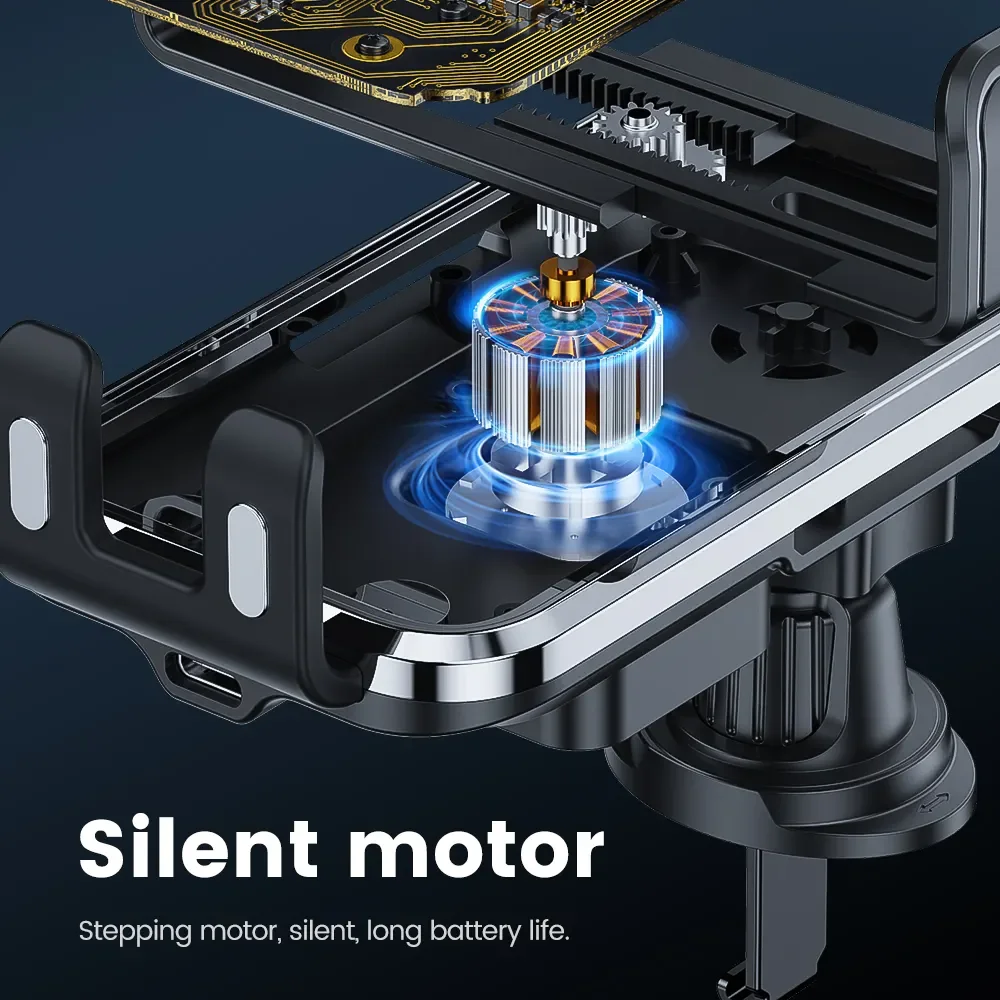 Cyber Punk Smart Touch Sensor Automatic Clamp 15W Fast Charger Transparent Car Air Vent Phone Mount Clip Holder Wireless Charger